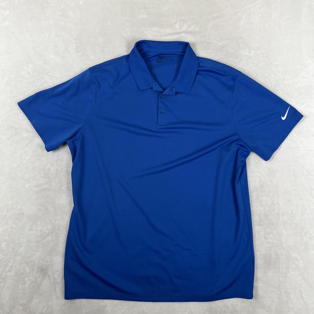 Nike Golf Polo Shirt Mens 2XL Blue Dri-FIT Standard Fit Swoosh Logo Performance